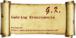 Gehring Kreszcencia névjegykártya